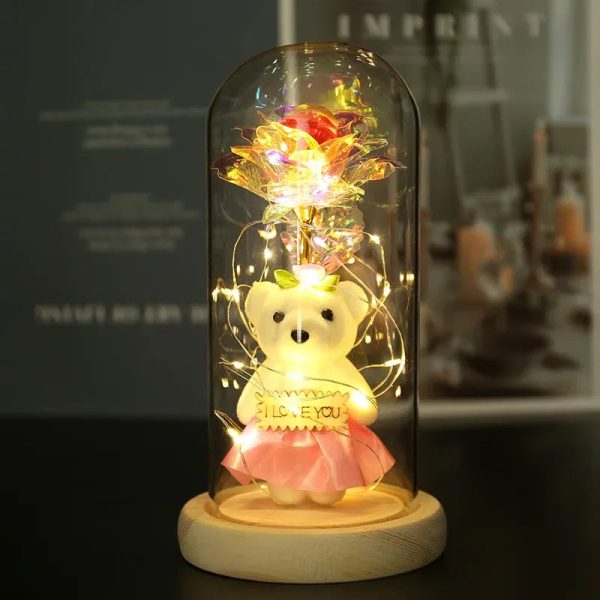 Eternal Rose LED Light in Glass Dome for Romantic Gifts