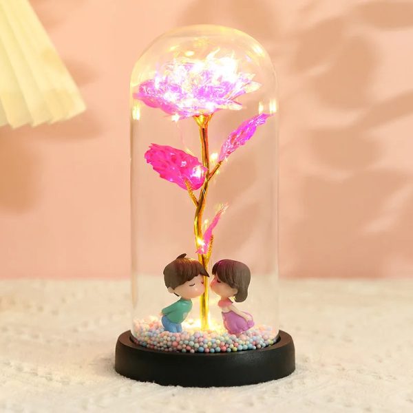 Eternal Rose LED Light in Glass Dome for Romantic Gifts