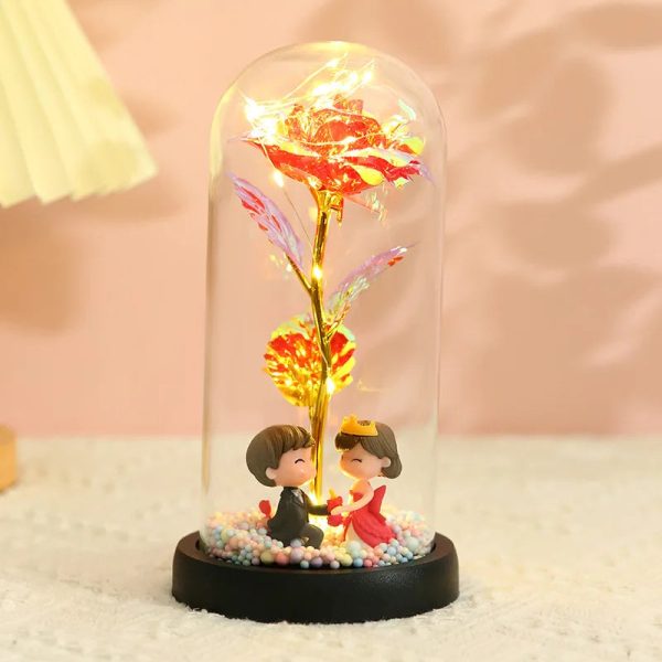 Eternal Rose LED Light in Glass Dome for Romantic Gifts