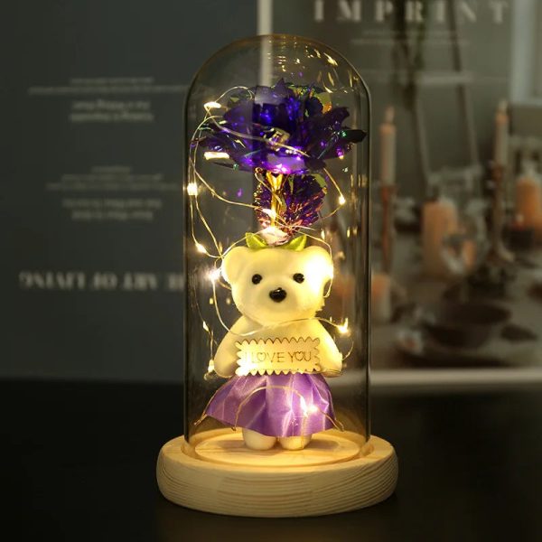 Eternal Rose LED Light in Glass Dome for Romantic Gifts