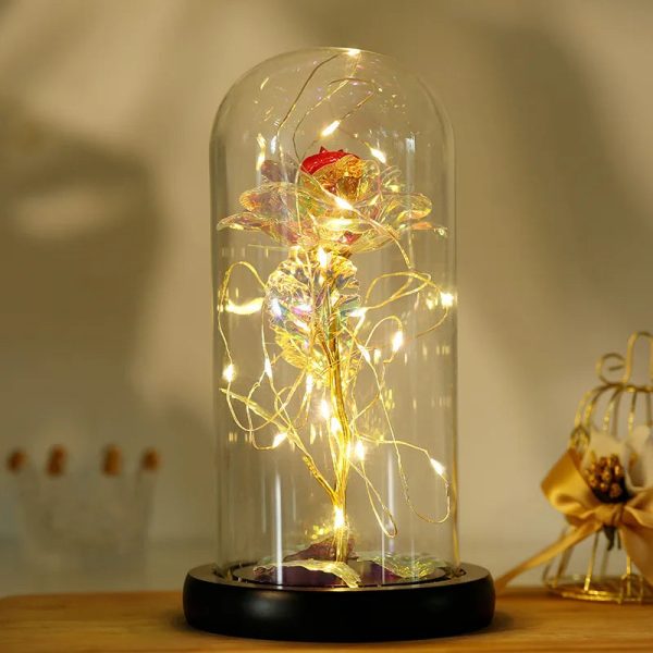 Eternal Rose LED Light in Glass Dome for Romantic Gifts