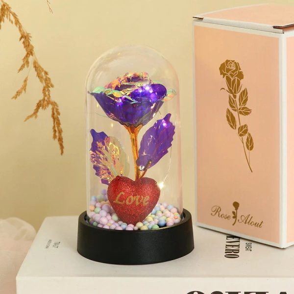 Eternal Rose LED Light in Glass Dome for Valentine's Day and Special Gifts