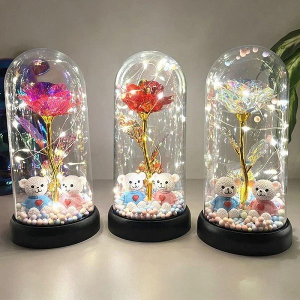 Eternal Rose LED Light in Glass Dome for Valentine's Day and Special Gifts