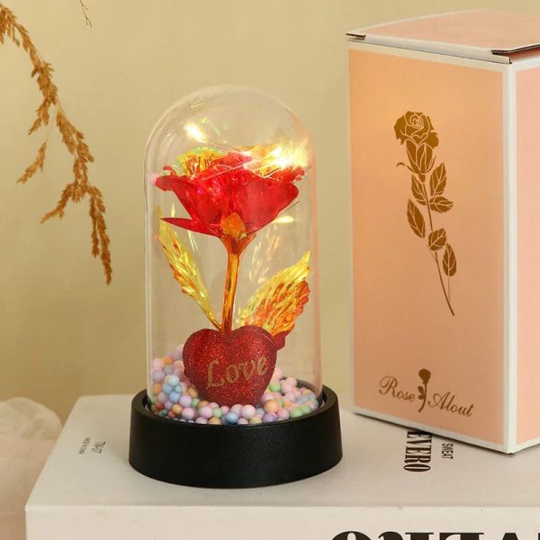 Eternal Rose LED Light in Glass Dome for Valentine's Day and Special Gifts