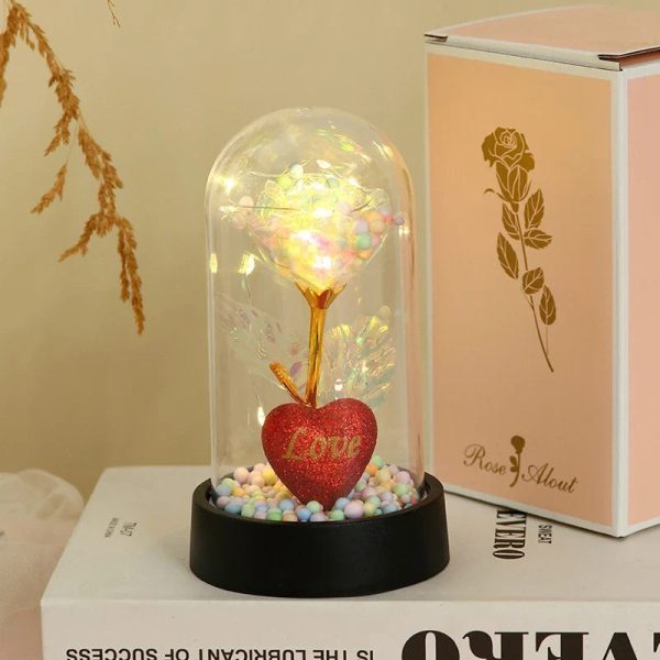 Eternal Rose LED Light in Glass Dome for Valentine's Day and Special Gifts