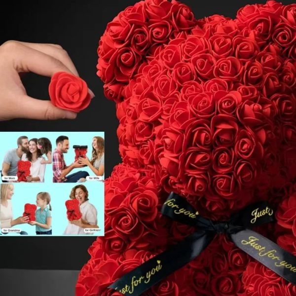Eternal Rose Teddy Bear Artificial Floral Gift