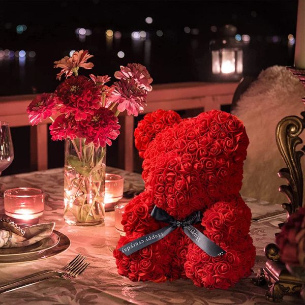 Eternal Rose Teddy Bear with Gift Box and Warm Lights