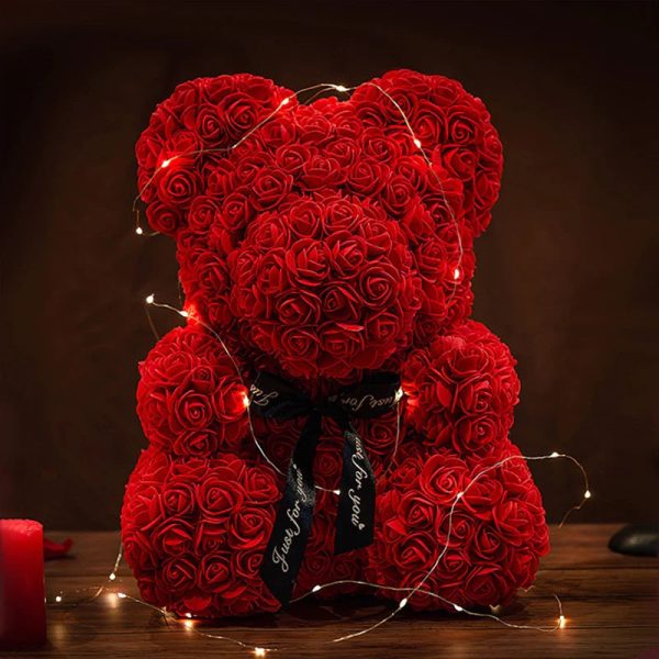 Eternal Rose Teddy Bear with Gift Box and Warm Lights