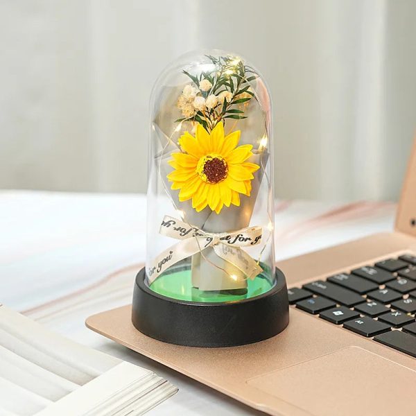 Everlasting Rose LED Glass Dome Bouquet