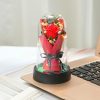 Everlasting Rose LED Glass Dome Bouquet Romantic Decorative Ornament for Valentine’s Day and Home