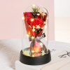 Everlasting Rose LED Glass Dome Bouquet Romantic Decorative Ornament for Valentine’s Day and Home