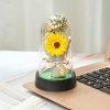 Everlasting Rose LED Glass Dome Bouquet Romantic Decorative Ornament for Valentine’s Day and Home