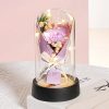 Everlasting Rose LED Glass Dome Bouquet Romantic Decorative Ornament for Valentine’s Day and Home
