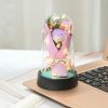 Everlasting Rose LED Glass Dome Bouquet Romantic Decorative Ornament for Valentine’s Day and Home