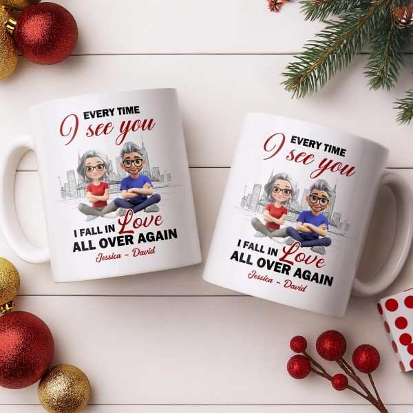 Every Time I See You, I Fall In Love All Over Again - Personalized Custom Coffee Mug - CPL1027_MG