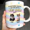 Everything Tastes Better With Cat Hair In It, Cats and Paw Prints - Personalized Custom Coffee Mug - CAT029_MG