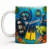 Explore The Depths Of The Ocean With Sea Turtle And Scuba Gear - Personalized Custom Coffee Mug - JBS074_MG