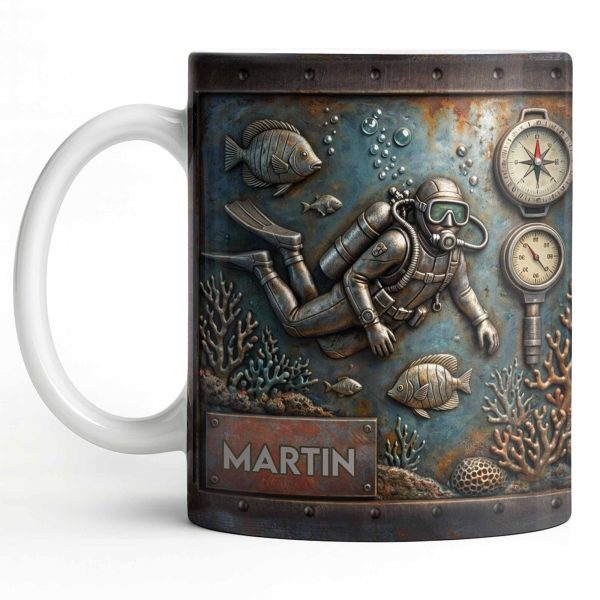Explore The Ocean's Beauty With Steampunk Diver Art - Personalized Custom Coffee Mug - HOB039_MG