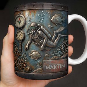 Explore The Ocean's Beauty With Steampunk Diver Art - Personalized Custom Coffee Mug - HOB039_MG