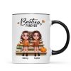 Fall Season Best Friends Sisters Sitting On Stair Personalized Mug