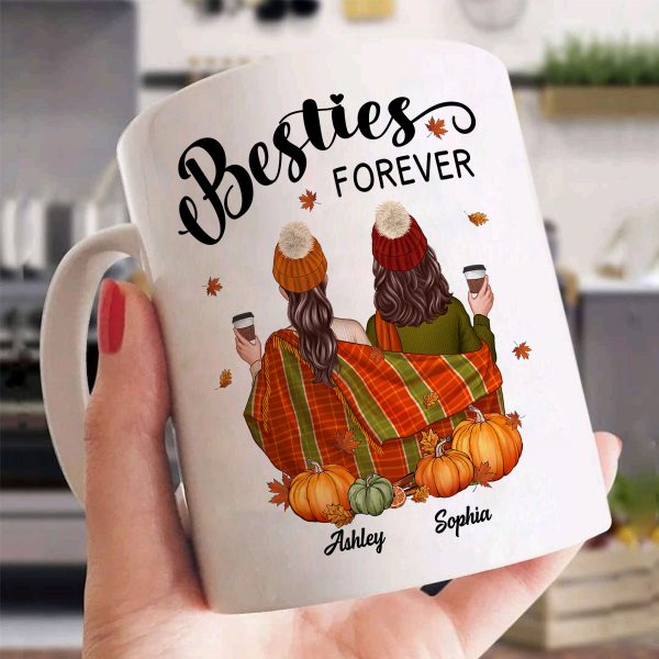 Fall Season Best Friends Sisters With Blanket Personalized Mug