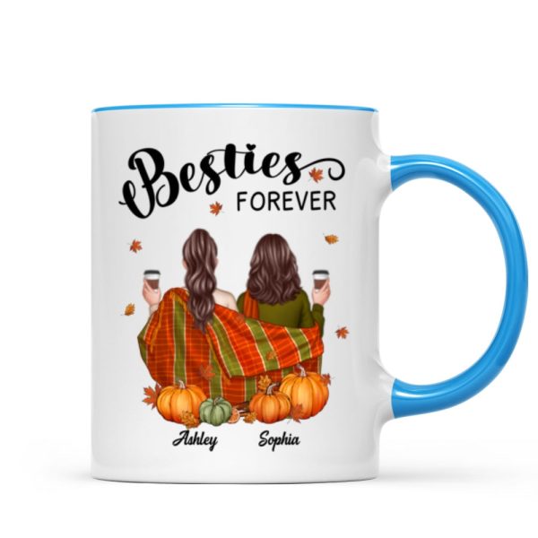 Fall Season Best Friends Sisters With Blanket Personalized Mug