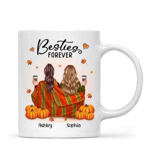 Fall Season Best Friends Sisters With Blanket Pumpkin Patch Personalized Mug