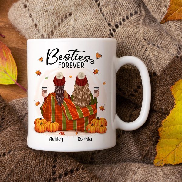 Fall Season Best Friends Sisters With Blanket Pumpkin Patch Personalized Mug