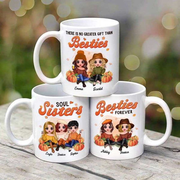 Fall Season Besties In The Pumpkin Patch Personalized Mug