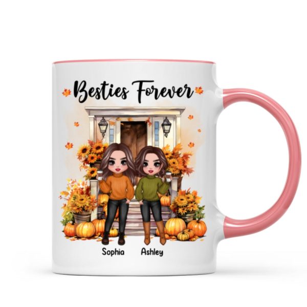 Fall Season Besties Sister Standing Front Door Personlized Mug