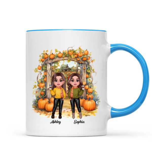 Fall Season Besties Sisters Pumpkin Patch Gate Personalized Mug