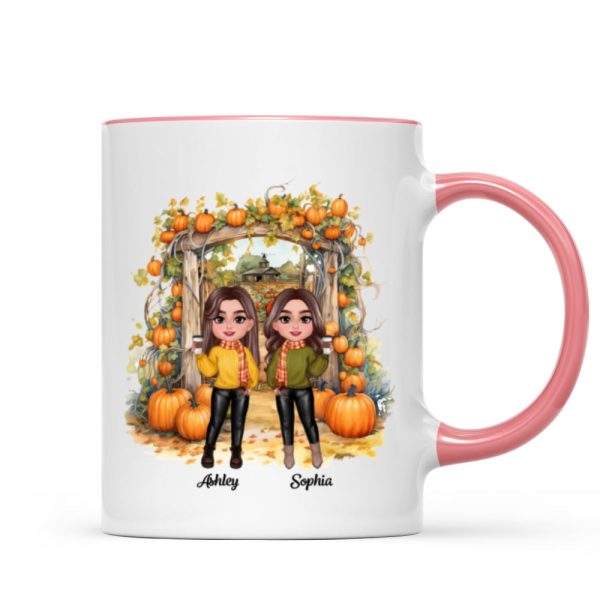Fall Season Besties Sisters Pumpkin Patch Gate Personalized Mug