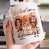 Fall Season Besties Sisters Sitting Table Personalized Mug