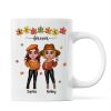 Fall Season Besties Sisters Standing Fall Leaves Personalized Mug