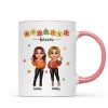 Fall Season Besties Sisters Standing Fall Leaves Personalized Mug