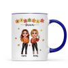 Fall Season Besties Sisters Standing Fall Leaves Personalized Mug