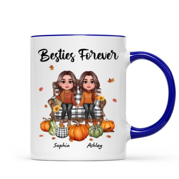 Fall Season Besties Sitting On Chair Personalized Mug