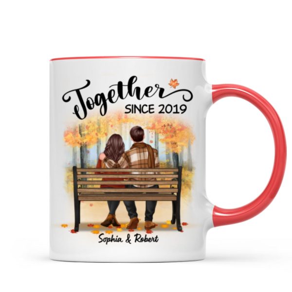 Fall Season Couple Sitting Back View Forest Personalized Mug