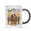 Fall Season Couple Sitting Back View Forest Personalized Mug