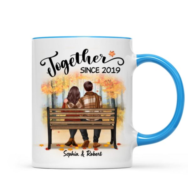 Fall Season Couple Sitting Back View Forest Personalized Mug