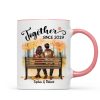 Fall Season Couple Sitting Back View Forest Personalized Mug