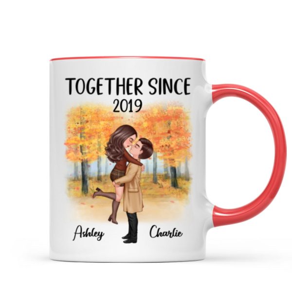 Fall Season Doll Couple Kissing Hugging Personalized Mug