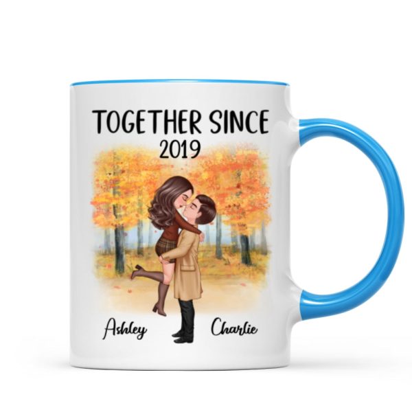 Fall Season Doll Couple Kissing Hugging Personalized Mug
