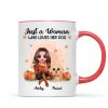 Fall Season Doll Woman And Watercolor Cute Dogs In Pumpkin Patch Personalized Mug
