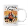 Fall Season Doll Woman Sitting With Watercolor Cute Dogs Personalized Mug