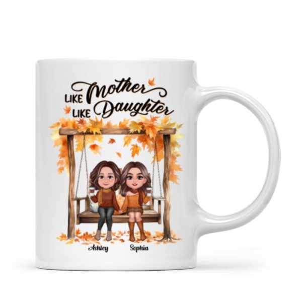 Fall Season Mother Daughters On Swing Personalized Mug