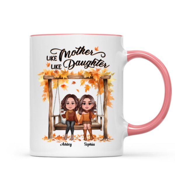 Fall Season Mother Daughters On Swing Personalized Mug