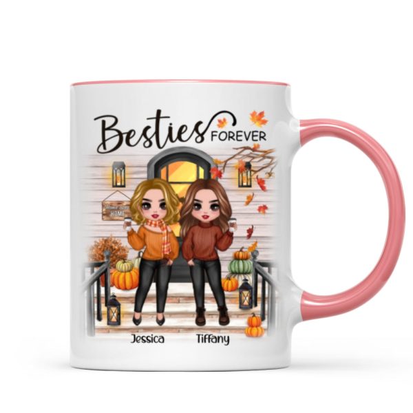 Fall Season Standing Best Friends Sisters Front Porch Personalized Mug