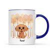 Fall Season Tree Line Watercolor Cute Dogs Personalized Mug