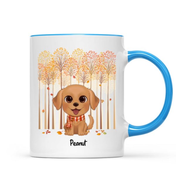 Fall Season Tree Line Watercolor Cute Dogs Personalized Mug